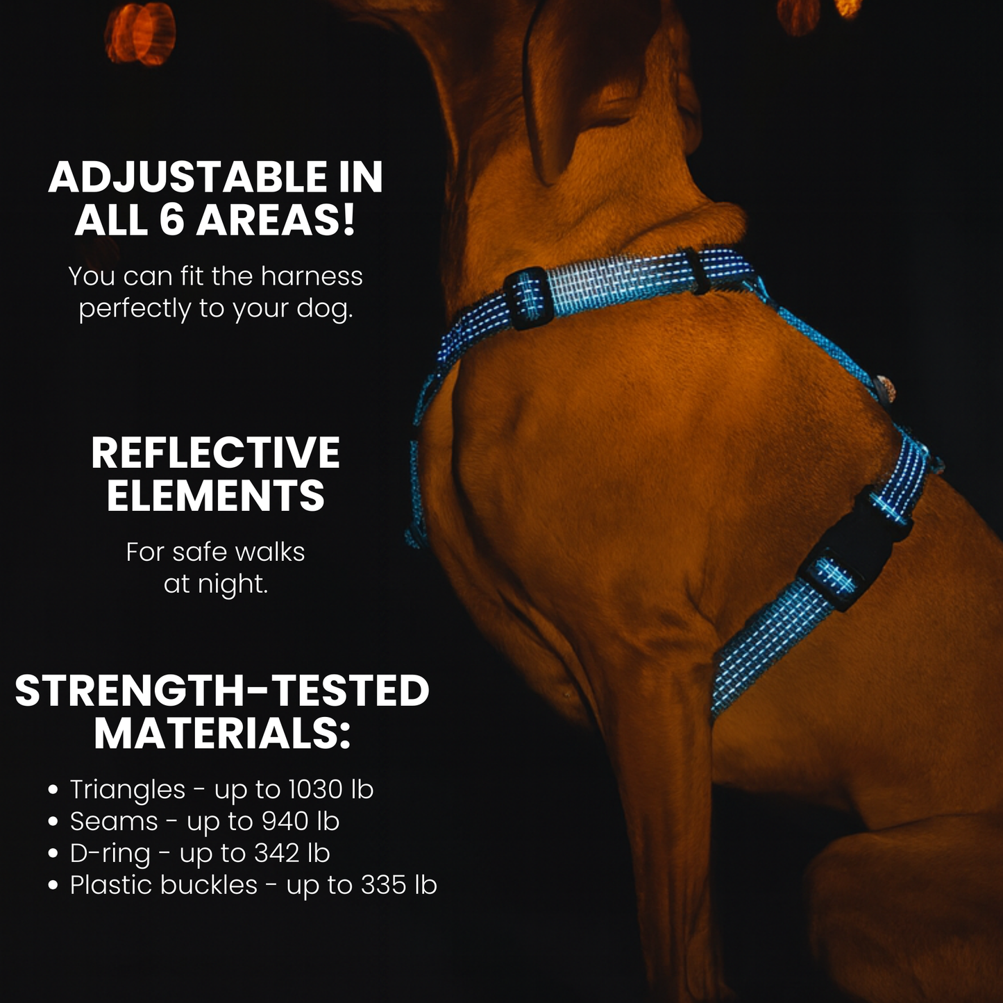 Anatomical Dog Harness - deep blue color
