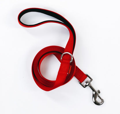 Dog leash with ultra soft handle - red color