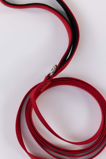 Dog leash with ultra soft handle - red color