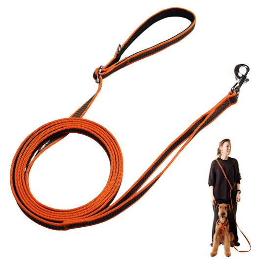 Hands Free Adjustable 4 in 1 Dog Leash - orange color