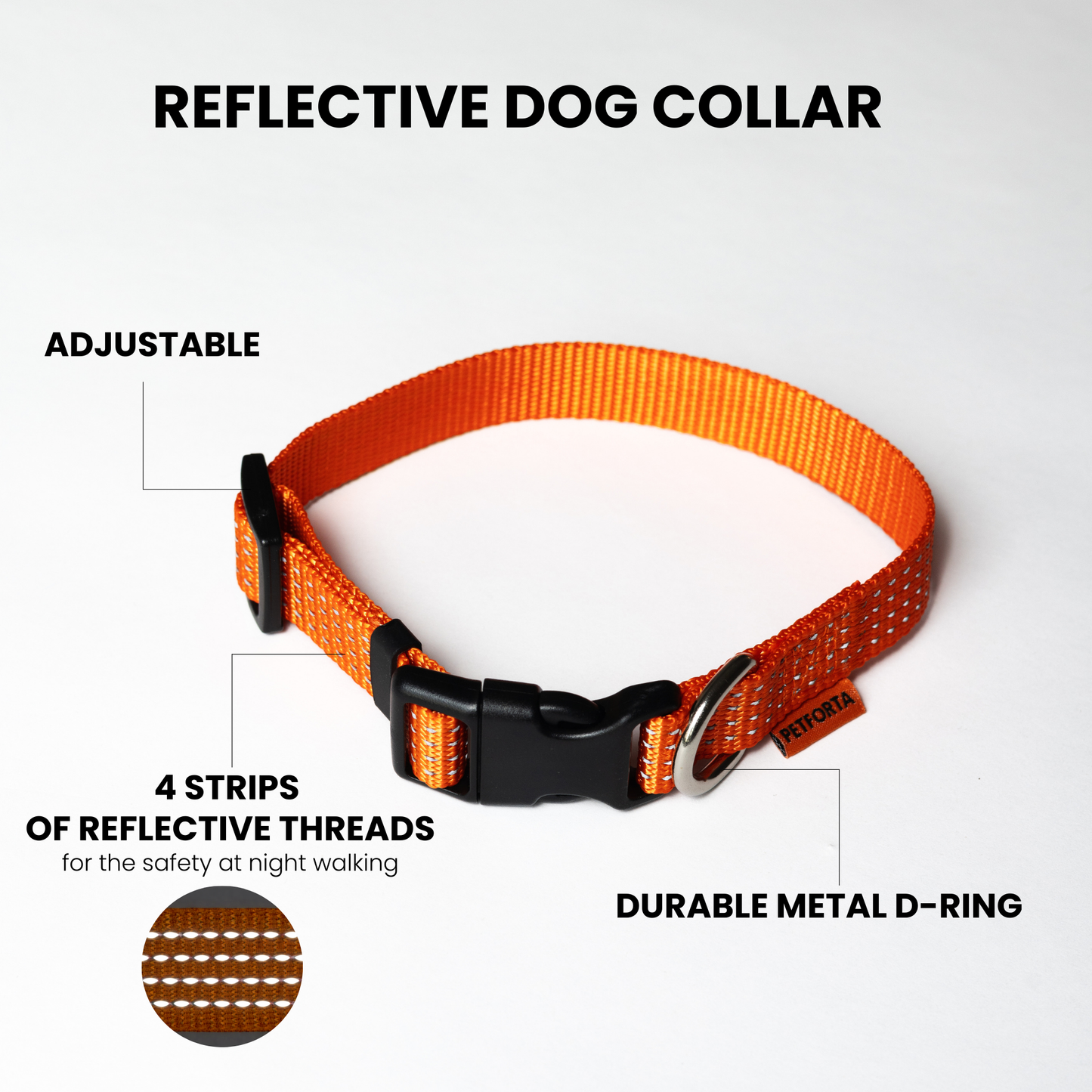 Reflective Dog Collar - orange color