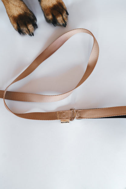 Dog leash with ultra soft handle - beige color