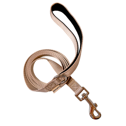 Dog leash with ultra soft handle - beige color